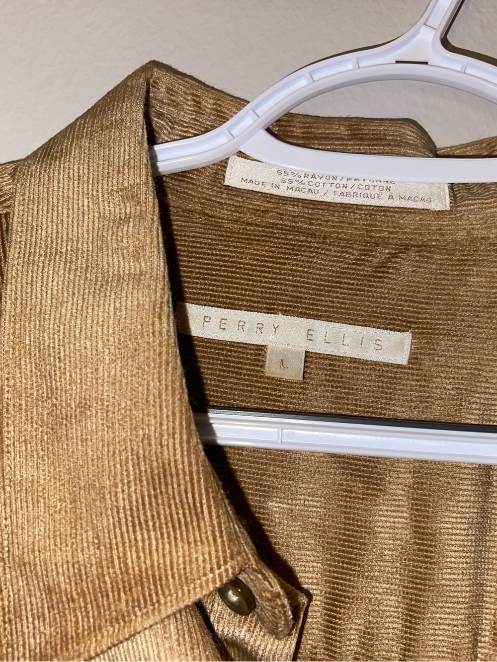 Perry Ellis Caramel Corduroy Shacket